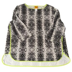 Ruby Rd Woman Plus Size 2X Long Sleeve Snake Print Tunic Top Neon Trim